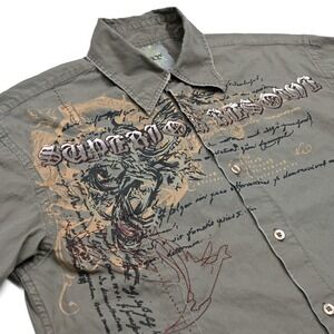 Roar Superior Resolve Men's Shirt Long Sleeve Embroidered Olive Gray Size Small